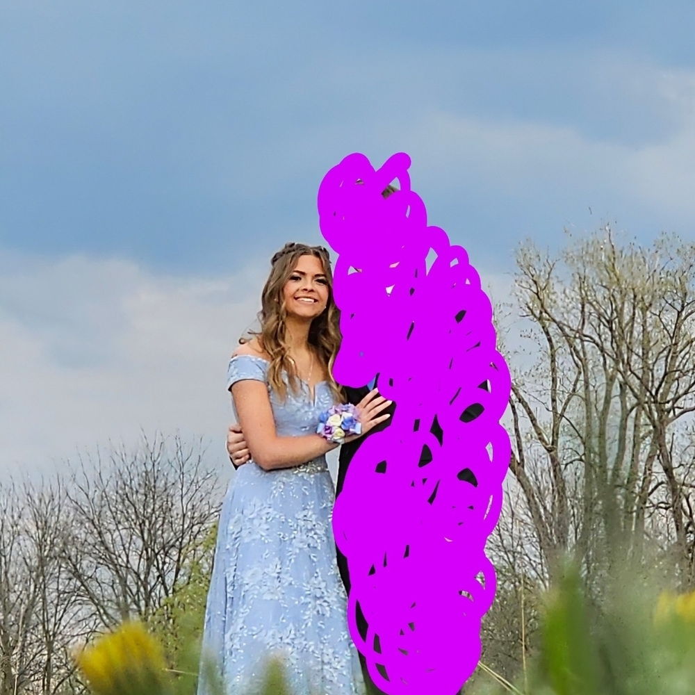 Elegant Light Blue Off-Shoulder Dress